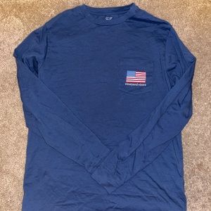 Long Sleeve American Flag Pocket T-Shirt - Vineyard Vines